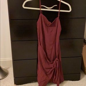 red wine tight wrap dress